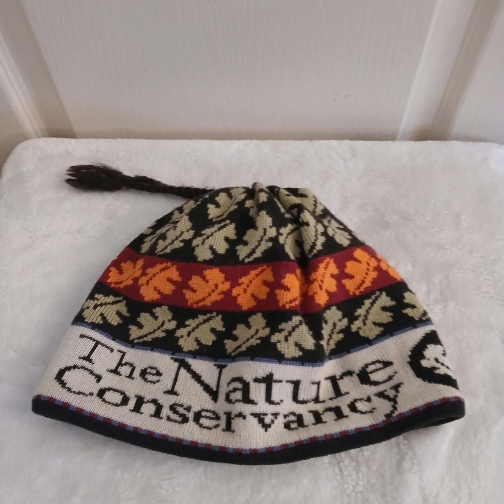 Jytte 100% Merino Wool Beanie The Nature Conservancy Striped Leaf Beanie Granola